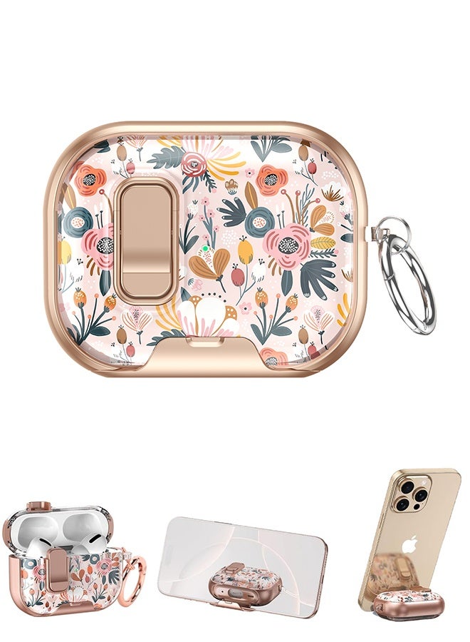 ليمون حافظة AirPods Pro 3 الجيل الثالث 2025 مع طقم منظف، غطاء واقٍ على شكل زهرة بوهو مع قفل/حامل، حافظة سماعة رأس ذهبية وردية لطيفة مع ملحقات سلسلة مفاتيح - Image 1